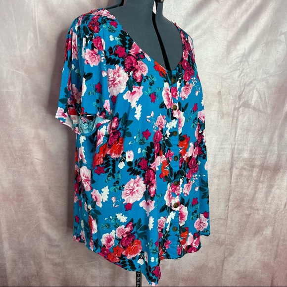 Torrid Rayon Slub Button-Front Flutter Sleeve Top Size 4X NWT - Picture 6 of 15